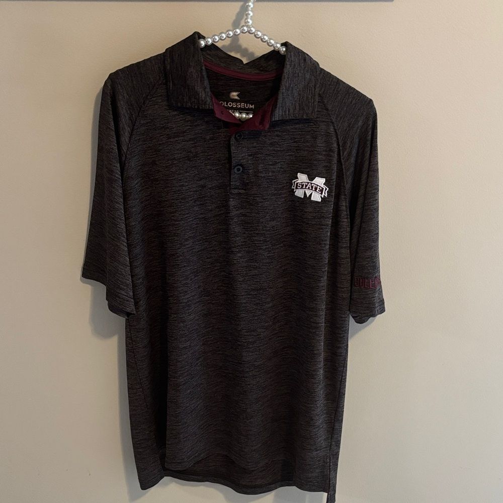 Colosseum Dark Gray Polo Shirt Mississippi State size small